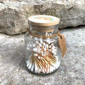 Rae Dunn TAKE ONE Cotton Swabs Glass Jar